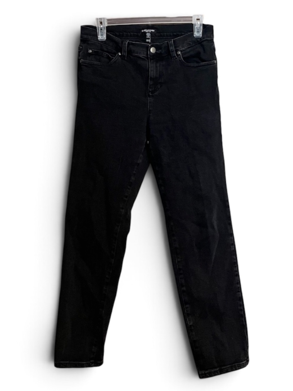 Eileen Fisher Women’s Black High Rise Straight Leg Cotton Denim Pants Sz-SP